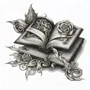 Fantasy Book tattoo design idea