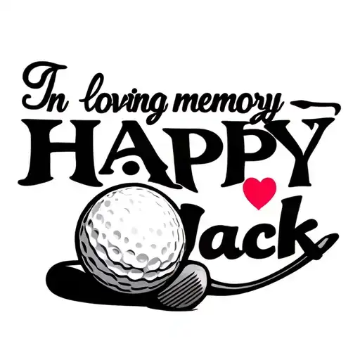 "In loving memory Happy Jack " golf ball and club tattoo design idea