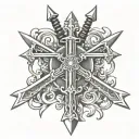 sword, chrome hearts cross tattoo design idea