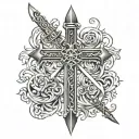 sword, chrome hearts cross tattoo design idea