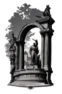 monument ville de Lyon adult with two tattoo design idea