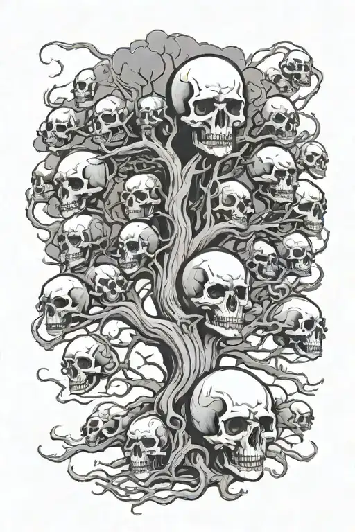 tree full of skulls  tattoo design idea