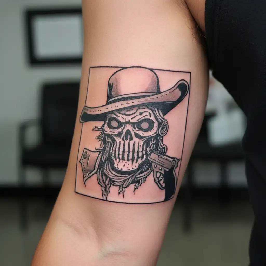 pyscho bandit from borderlands with guns n roses tattoo design idea