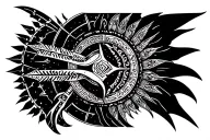 Cyber Sigil Maya warrior tattoo design idea