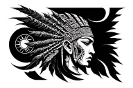 Cyber Sigil Maya warrior tattoo design idea