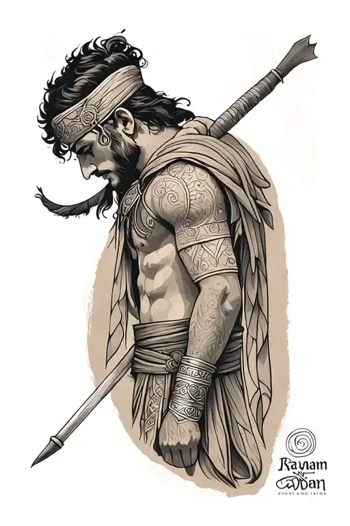persian boy warrior tattoo design idea