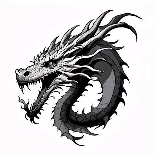 Dragon breathing fire tattoo design idea