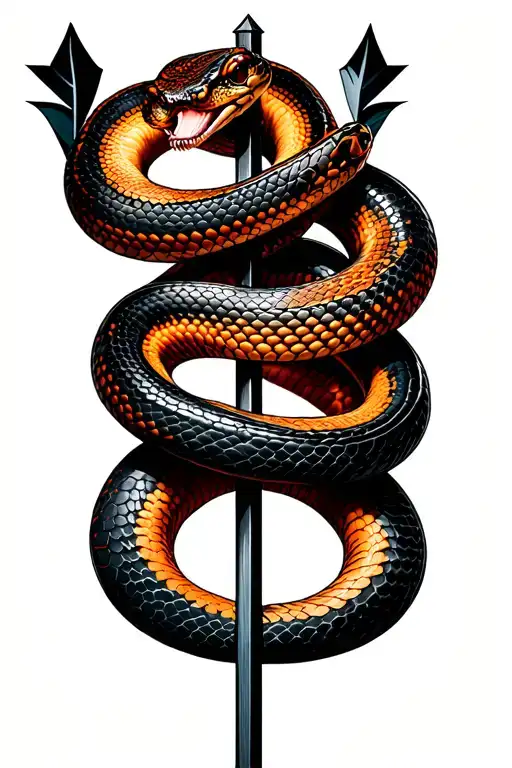 coral snake wrapped around arrow design tattoo design idea