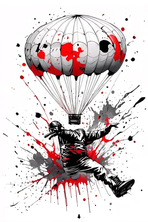 parachute falling tattoo design idea