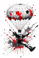 parachute falling tattoo design idea