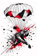 parachute falling tattoo design idea