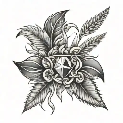 tattoo models diamond and wheat ear half wreath tattoo design idea