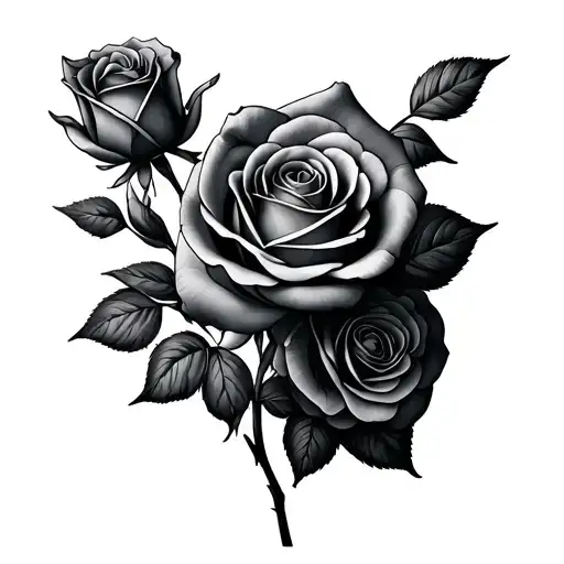 "Even as a shadow. Even as a " three small roses intertwined tattoo design idea