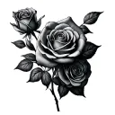 "Even as a shadow. Even as a " three small roses intertwined tattoo design idea