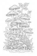 plants and mushrooms and frogs in nature inspired tattoo tattoo design idea