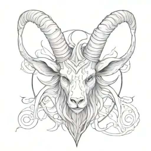 baphomet head tattoo design idea