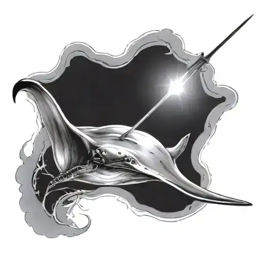 stingray with a ray of light shining down on to it tattoo design idea
