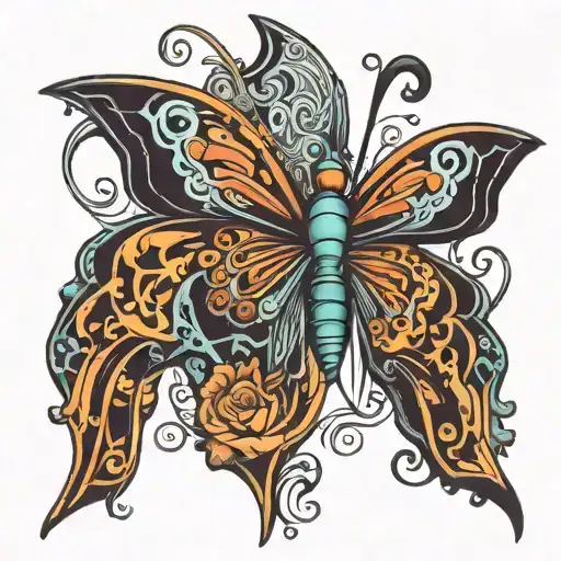 butterfly  Gothic  tattoo design idea