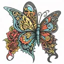 butterfly  Gothic  tattoo design idea