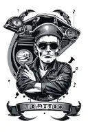 combine the theme of car mechanic hobby, music DJ and libra zodiac sign tattoo design idea