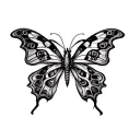 a butterfly with snakes head tattoo design idea