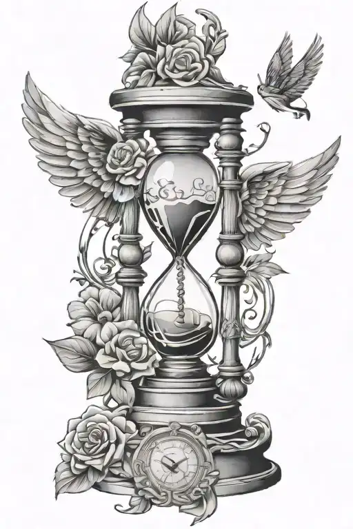 chicano tattoos styles hourglass with music note and wing tattoo design idea