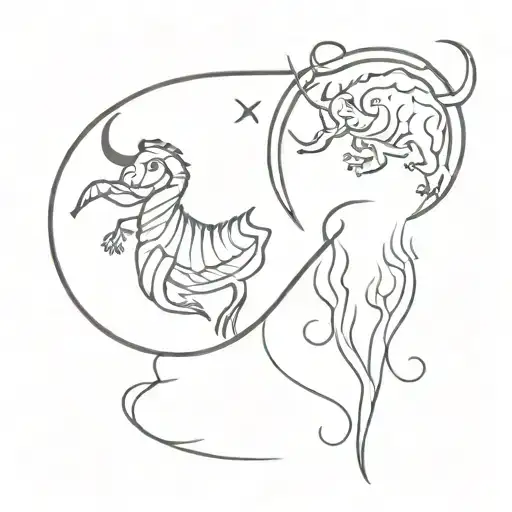 scorpio and taurus zodiac sign tattoo design idea