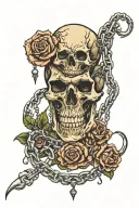 skull roses scorpion with chains tattoo design idea