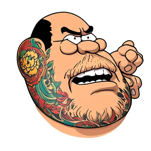 Peter griffin with a really big and saggy chin tattoo design idea