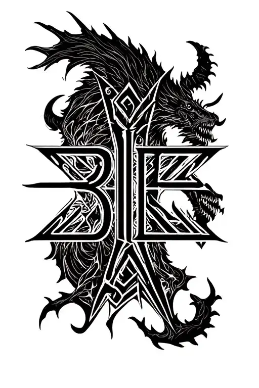 "B E L I A L" BELIAL DEMON tattoo design idea