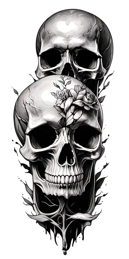 skulls soft shading incorporating elements forming tattoo design idea