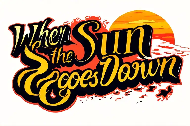 "when the sun goes down" sunset tattoo design idea