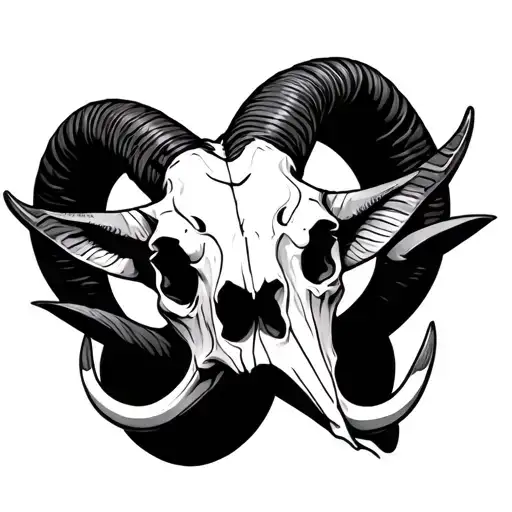 symmetrical Capricorn goat skull tattoo design idea
