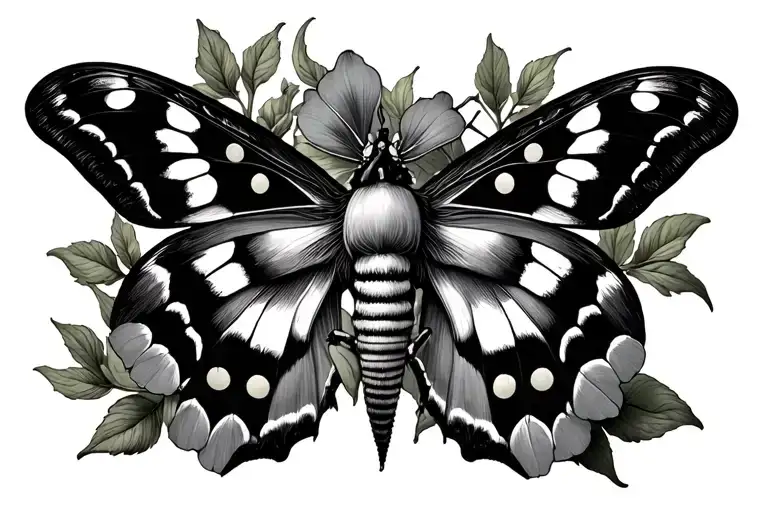 death moth, lunar phases, belladonna poison flower tattoo design idea