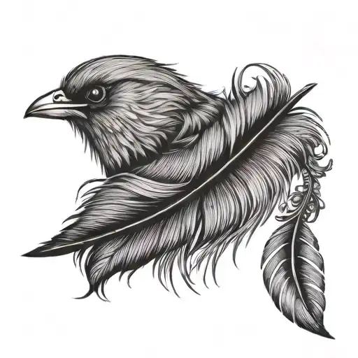 Feather And Bird tattoo design idea