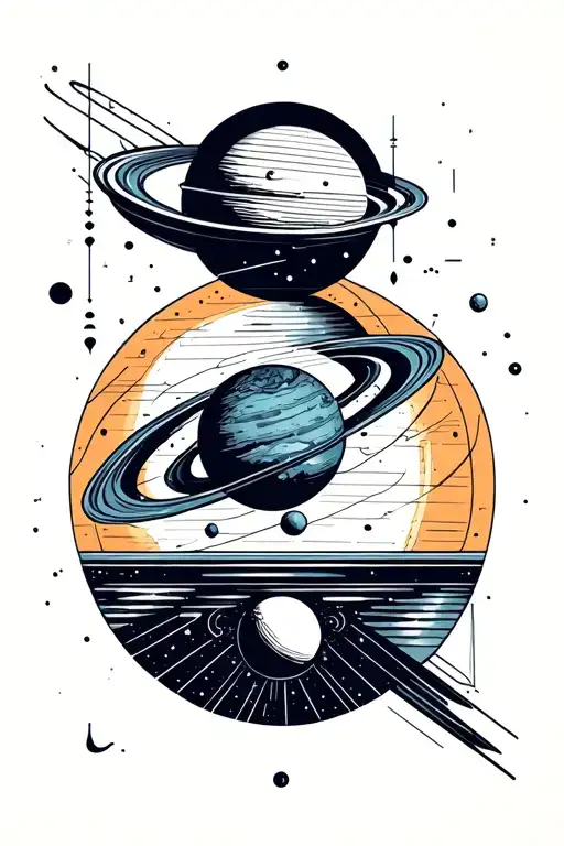 uranus planet and telescope tattoo design idea