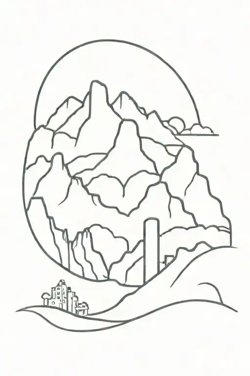 downtown battle mountain tattoo design idea