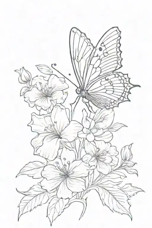 flower, semicolon butterfly tattoo design idea