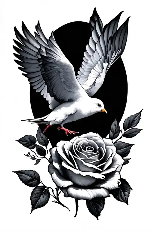 Dove And Rose tattoo design idea