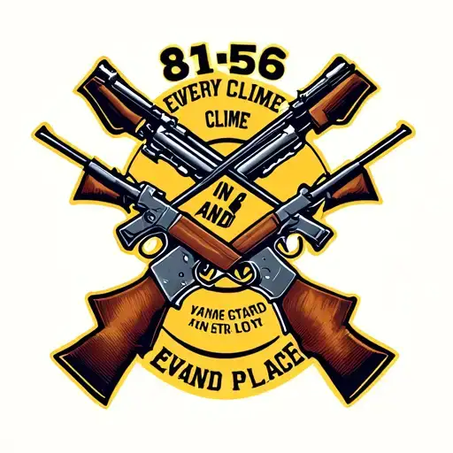 Marine security guard ribbon, crossed rifle and shotgun. The numbers 8156 with the words "In every clime and place" on a tattoo design idea
