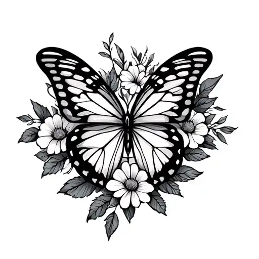 NEDA symbol pinky promise butterfly floral tattoo design idea