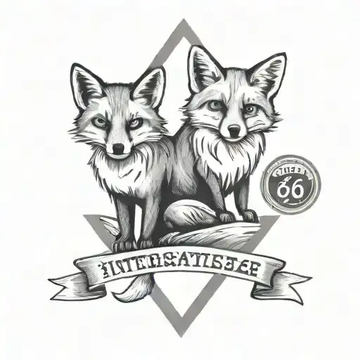 foxes and interstate 66 sign tattoo design idea