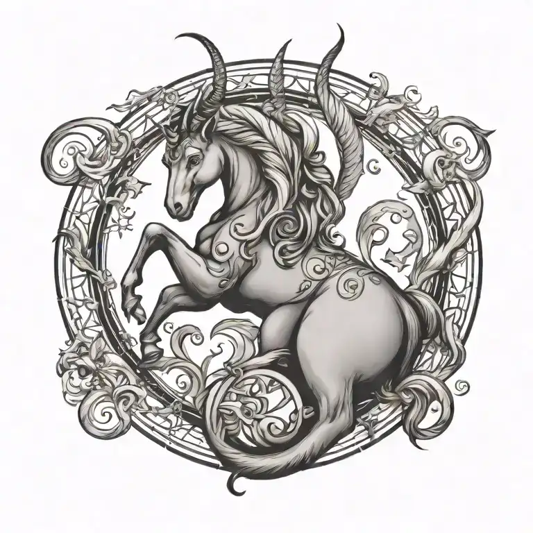 capricorn zodiac sign tattoo design idea
