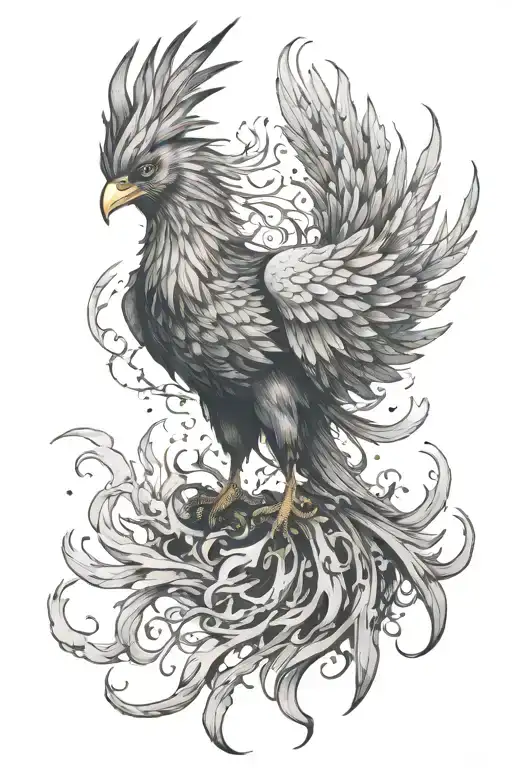 a phoenix rising from the ashes tattoo design idea