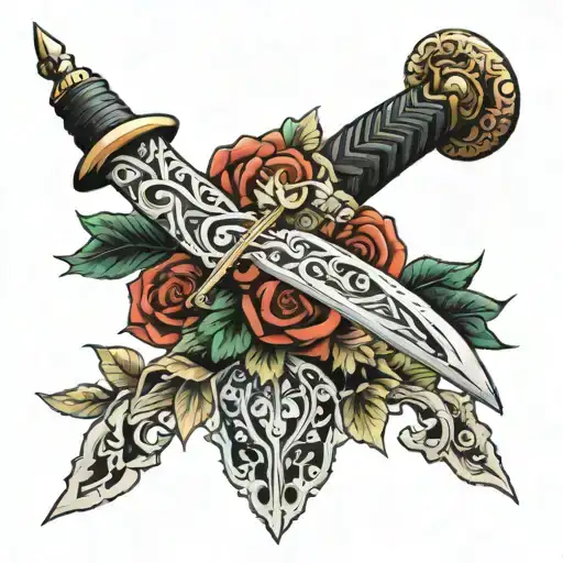 dagger with braided handle tattoo design idea