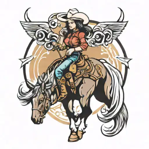 stunning female cowgirl tattoo design idea