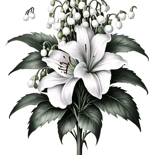 foxgloves and lily of the valley flowers tattoo design idea