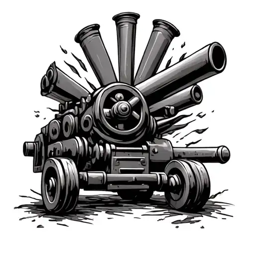 military, field artillery cross cannon tattoo design idea
