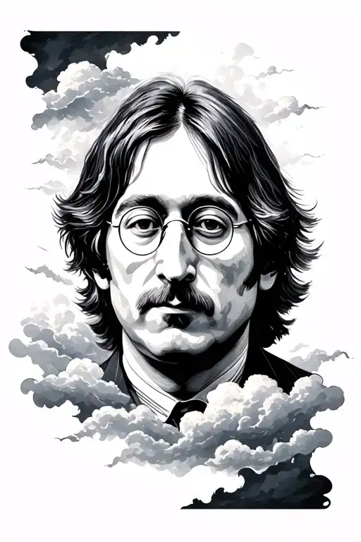 John Lennon surrounded by clouds tattoo design idea