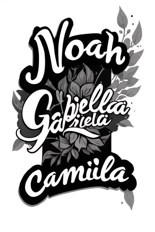 "Noah Gabriela Camila " cloads angled tattoo design idea